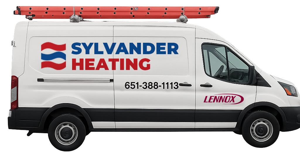 Sylvander Heating service van providing HVAC Red Wing MN